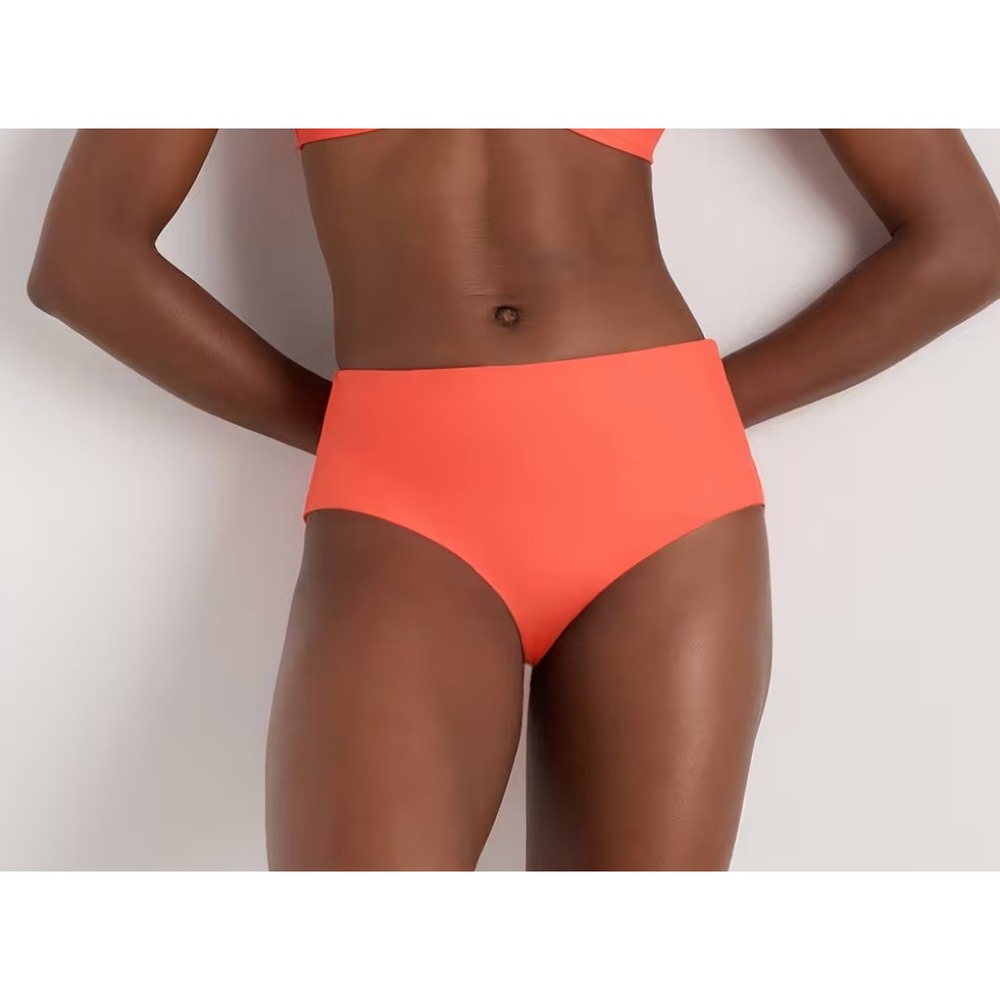 Quince Italian High-Rise Bikini Bottom Sunset Orange Recycled Swim Small
